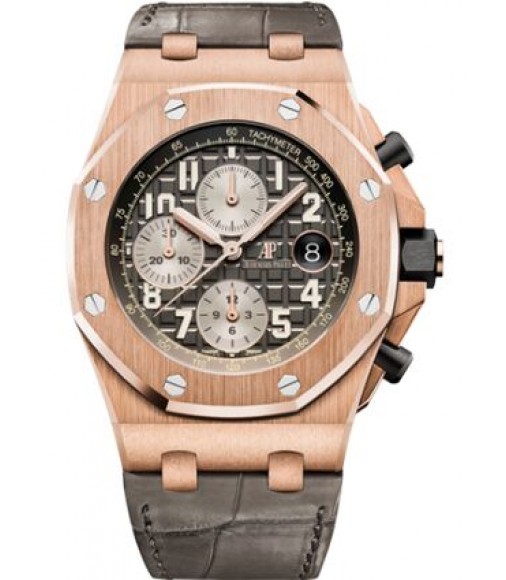 Replica Audemars Piguet Royal Oak Offshore 26470OR.OO.A125CR.01 Pink Gold Grey Alligator