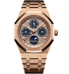 Replica Audemars Piguet Royal Oak Perpetual Calendar 41 Pink Gold Blue 26584OR.OO.1220OR.01