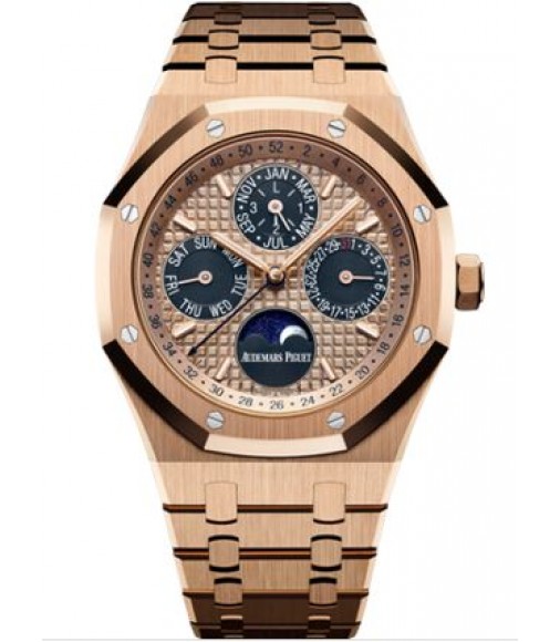 Replica Audemars Piguet Royal Oak Perpetual Calendar 41 Pink Gold Blue 26584OR.OO.1220OR.01