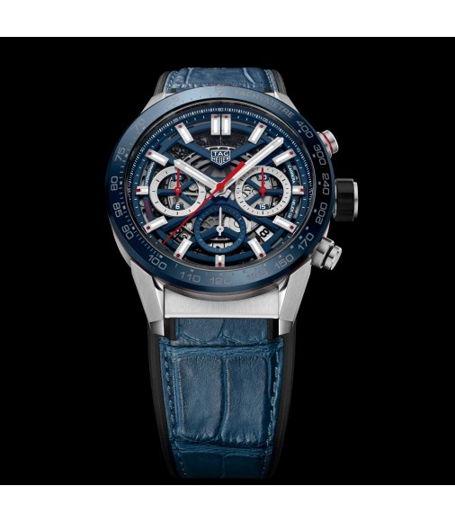 TAG Heuer CBG2011.FC6430 Carrera Calibre Heuer 02 43 Stainless Steel/Blue Ceramic/Alligator Replica