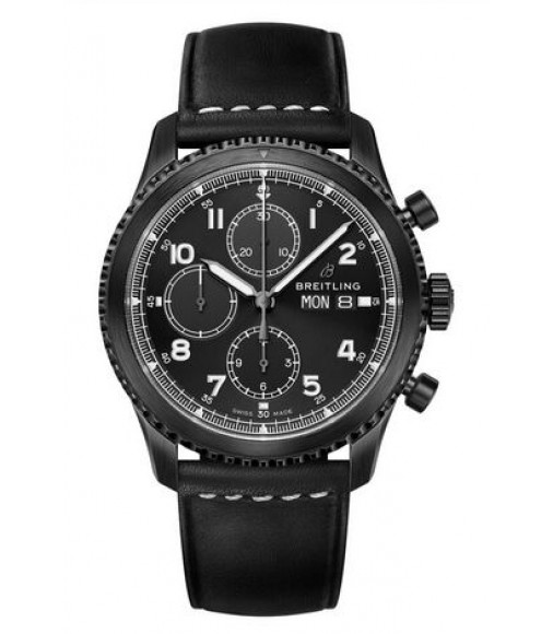 Breitling Navitimer 8 Chronograph Blacksteel Black Dial Leather Strap M13314101B1X1 Replica