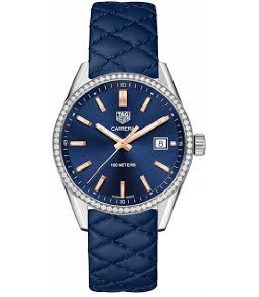 Tag Heuer Carrera Navy Blue Dial Diamond Bezel Ladies Replica Watch