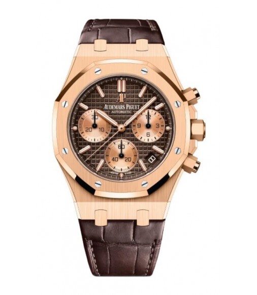 Fake Audemars Piguet Royal Oak Selfwinding Chronograph Rose Gold 41mm Brown Dial Strap 26239OR.OO.D821CR.01