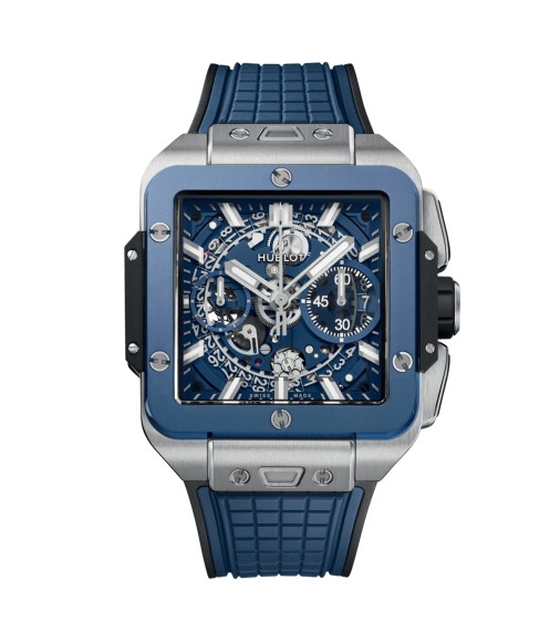 Hublot Square Bang Unico Titanium Blue Ceramic 42mm Mens Watch 821.NL.5170.RX