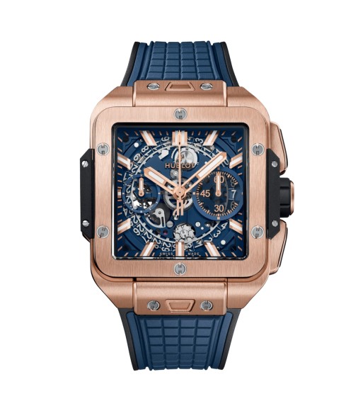 Hublot Square Bang Unico King Gold Blue 42mm Mens Watch 821.OX.5180.RX