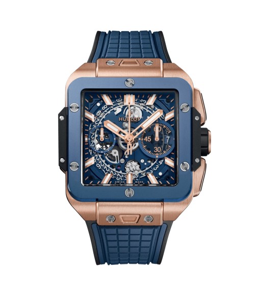 Hublot Square Bang Unico King Gold Blue Ceramic 42mm Mens Watch 821.OL.5180.RX