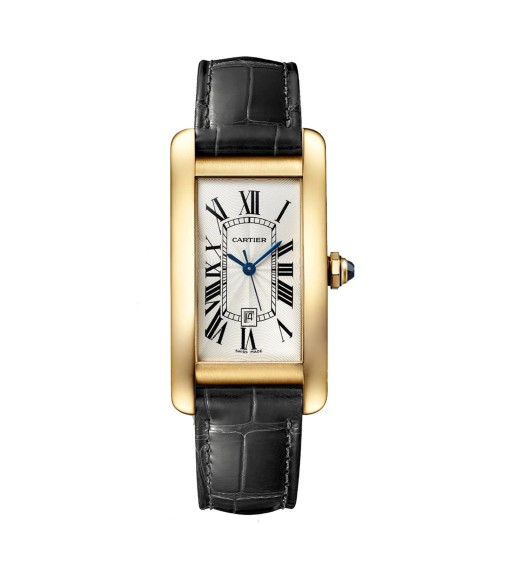 Cartier Tank Americaine Watch Medium Yellow Gold Leather WGTA0040