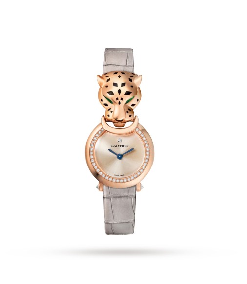 Cartier La Panthere De Cartier Watch Small Quartz Movement Rose Gold Diamonds Leather HPI01379