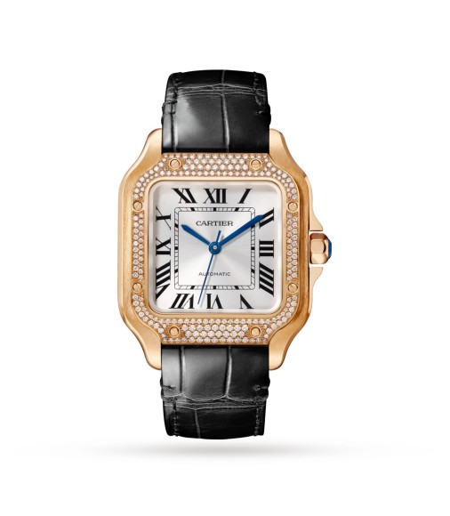 Cartier Santos De Cartier Watch Medium Automatic Movement Rose Gold Diamonds WJSA0012