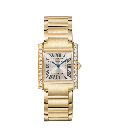 Cartier Tank Fran&ccedil;aise Watch Medium Quartz Movement Yellow Gold Diamonds WJTA0040