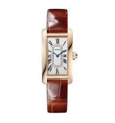 Cartier Tank Americaine Watch Small Quartz Movement Rose Gold Leather WGTA0133