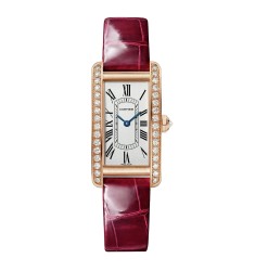 Cartier Tank Americaine Watch Small Quartz Movement Rose Gold Leather WJTA0042