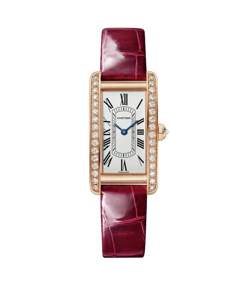 Cartier Tank Americaine Watch Small Quartz Movement Rose Gold Leather WJTA0042