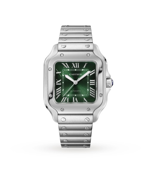 Cartier Santos de Cartier Watch Medium Steel Automatic Interchangeable Leather Strap WSSA0061