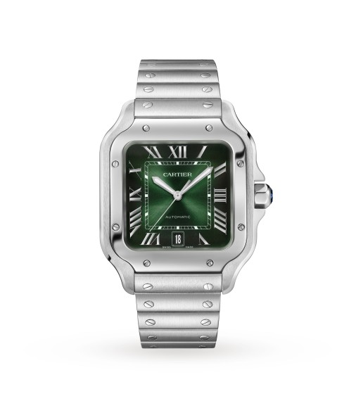 Cartier Santos de Cartier Watch Large Steel Automatic Interchangeable Leather Strap WSSA0062