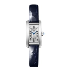 Cartier Tank Americaine Watch Mini Quartz Movement Steel Leather WSTA0081