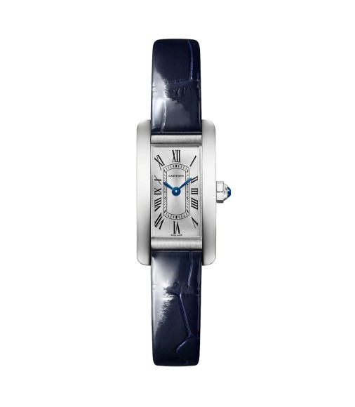 Cartier Tank Americaine Watch Mini Quartz Movement Steel Leather WSTA0081