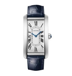 Cartier Tank Americaine Watch Large Automatic Movement Steel Leather WSTA0083