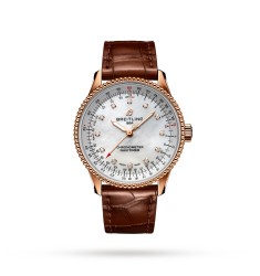 Breitling Navitimer Automatic 35 18k Red Gold Brown Leather Strap Watch R17395211A1P2