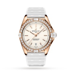 Breitling Super Chronomat Automatic 38 Origins White 18ct Rose Gold Rubber Strap Watch R17356531G1S1