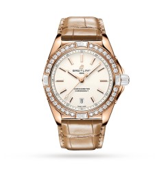 Breitling Super Chronomat Automatic 38 Origins White 18ct Rose Gold Brown Leather Strap Watch R17356531G1P1