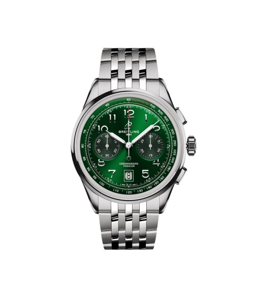 Breitling Premier B01 Chronograph 42mm Mens Watch Green Stainless Steel AB0145371L1A1