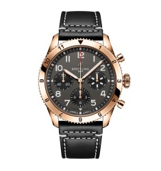 Breitling Classic AVI Chronograph 42 P-51 Mustang 18K Red Gold Leather Strap Watch R233801A1B1X1