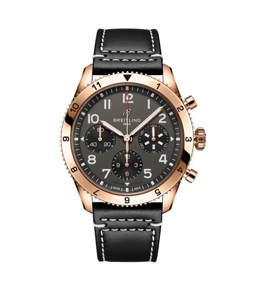 Breitling Classic AVI Chronograph 42 P-51 Mustang 18K Red Gold Leather Strap Watch R233801A1B1X1