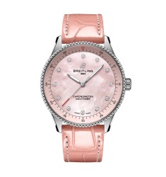 Breitling Navitimer 32mm Ladies Watch Pink Mother Of Pearl Alligator A77320D91K1P1