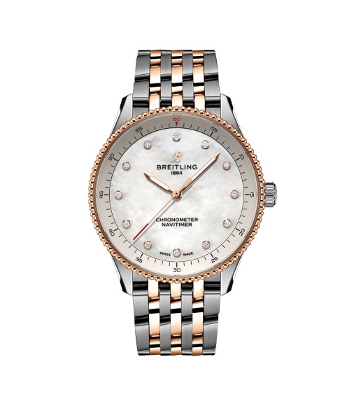 Breitling Navitimer 32mm Ladies Watch White Mother Of Pearl Stainless Steel and 18k Red Gold U77320E61A1U1