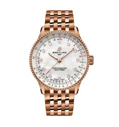 Breitling Navitimer 36mm Ladies Watch White Mother Of Pearl 18k Red Gold R17327211A1R1