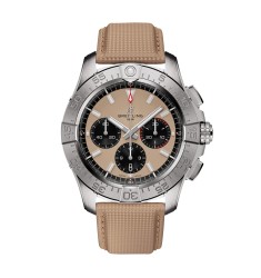 Breitling Avenger B01 Chronograph 44mm Mens Watch Beige Leather AB0147101A1X1