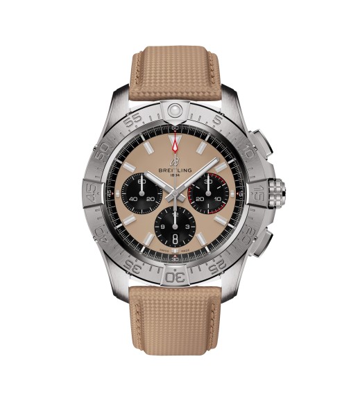 Breitling Avenger B01 Chronograph 44mm Mens Watch Beige Leather AB0147101A1X1