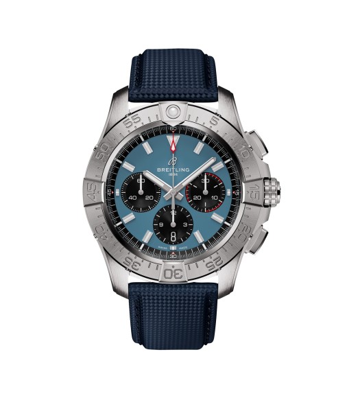 Breitling Avenger Chronograph B01 44mm Mens Watch Blue Leather AB0147101C1X1