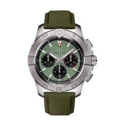 Breitling Avenger Chronograph B01 44mm Mens Watch Green Leather AB0147101L1X1