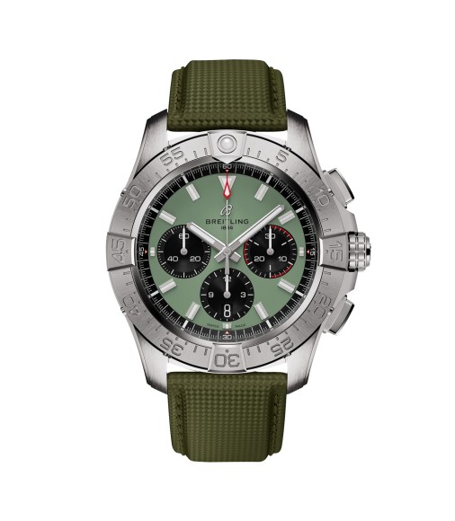 Breitling Avenger Chronograph B01 44mm Mens Watch Green Leather AB0147101L1X1