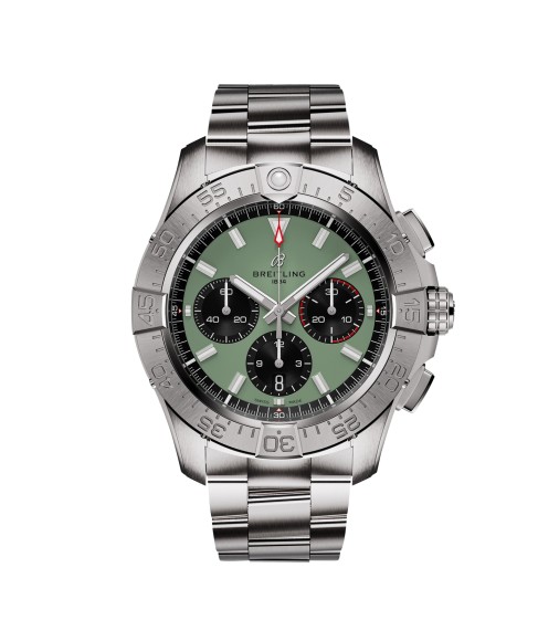 Breitling Avenger Chronograph B01 44mm Mens Watch Green Stainless Steel AB0147101L1A1