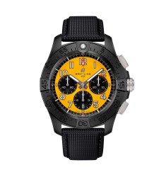 Breitling Avenger B01 Chronograph 44mm Night Mission Mens Watch Yellow Black Leather SB0147101I1X2