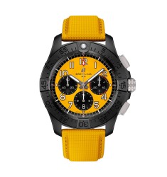 Breitling Avenger B01 Chronograph 44mm Night Mission Mens Watch Yellow Leather SB0147101I1X1