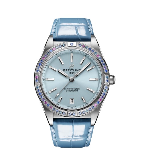 Breitling Chronomat Automatic 36 South Sea Ice Blue Leather Strap Ladies Watch G10380611C1P1