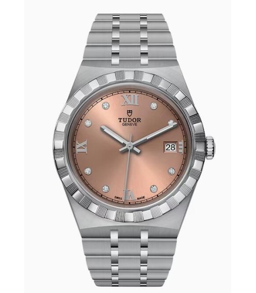 Tudor Royal 38mm Steel Case Diamond-Set Salmon Dial M28500-0009