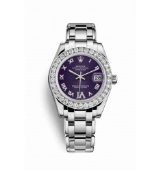 Rolex Pearlmaster 34 white gold 81299 Purple set diamonds Dial Watch