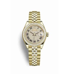 Rolex Datejust 28 18 ct yellow gold 279138RBR Diamond-paved Dial Watch