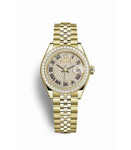 Rolex Datejust 28 18 ct yellow gold 279138RBR Diamond-paved Dial Watch