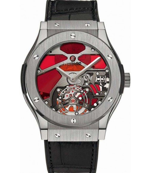 Hublot Classic Fusion Tourbillon Titanium Red Vitrail 45mm replica watch 502.NX.0001.LR 