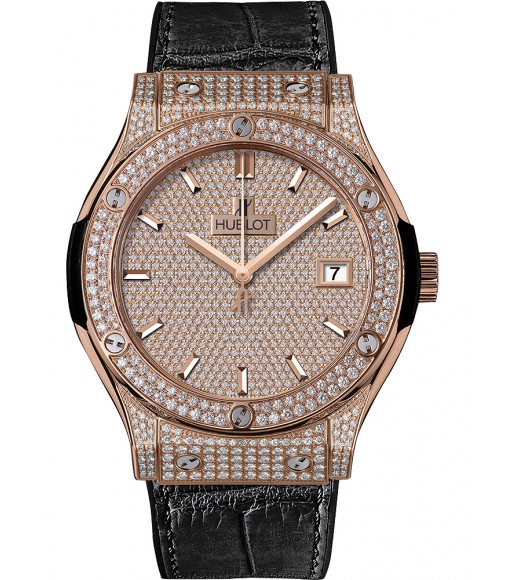 Hublot Classic Fusion King Gold Full Pave Mens replica watch 511.OX.9010.LR.1704 