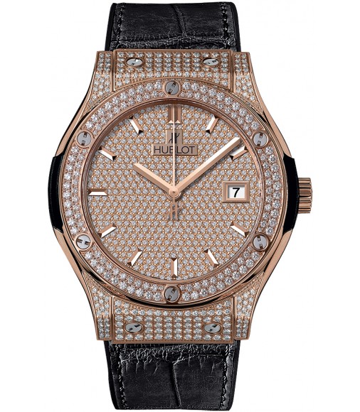 Hublot Classic Fusion King Gold Full Pavé 42mm replica watch 542.OX.9010.LR.1704 