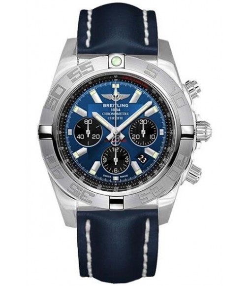 Breitling Chronomat 44 Blue Leather Strap Watch Replica AB011011/C789-105X