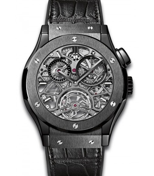 Hublot Classic Fusion Tourbillion All Black Skeleton Dial Ceramic Men's  Replica