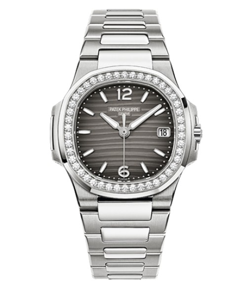 Patek Philippe Nautilus Smoke Grey Dial 18 Carat White Gold Ladies Watch Replica 7010/1G-012